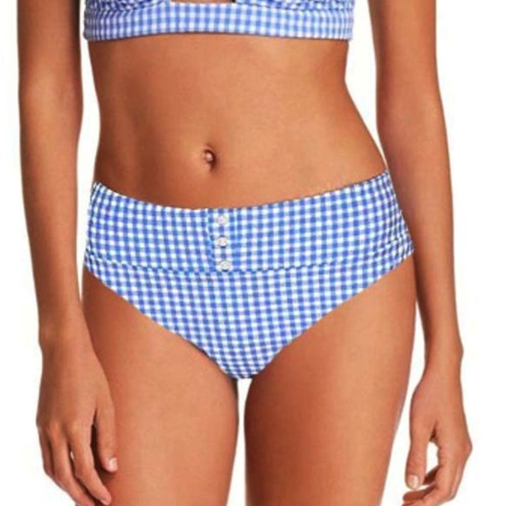 NWT Nanette Lepore Gingham High Waist Bikini Bottom Medium M
